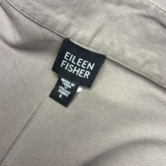 Eileen Fisher women’s Khaki linen pants, trousers, button, flat front, large - Picture 5 of 7